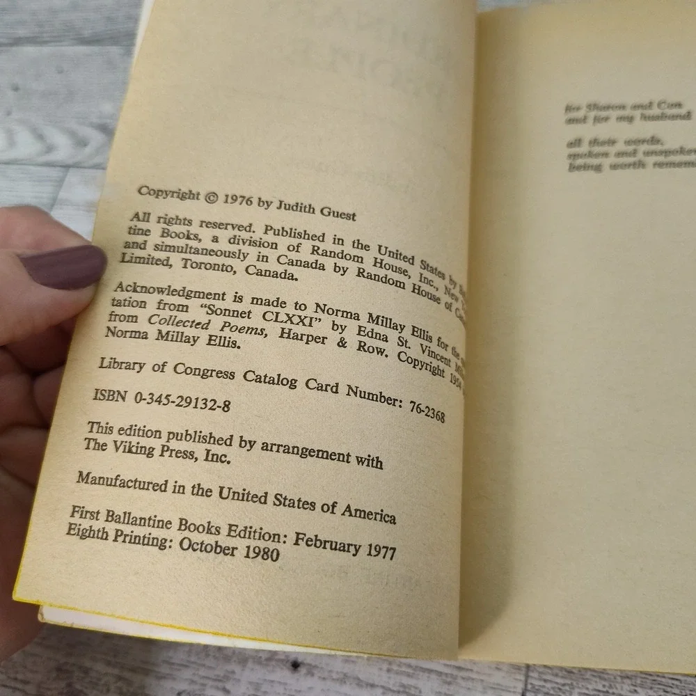 ORDINARY PEOPLE Judith Guest 1980 Ballantine‎ Paperback